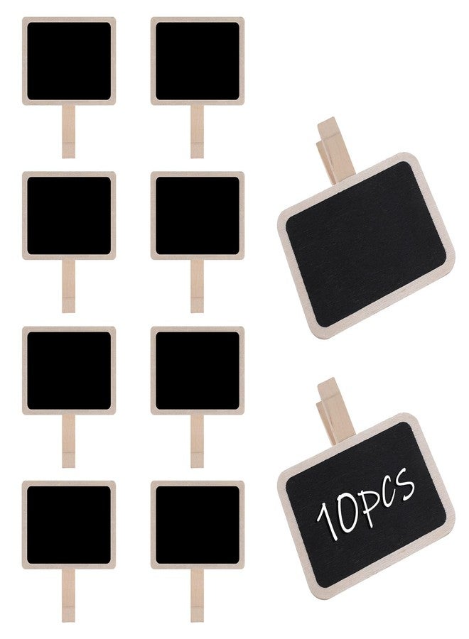 Alrhso 10Pcs Mini Chalk Board Signs Small Blackboard Clips with Wooden Clips Price Board for Party Buffet Food Name Tags Retangle Message Chalk Boards Signs 2.75"*2"/7 * 5cm - Image 1
